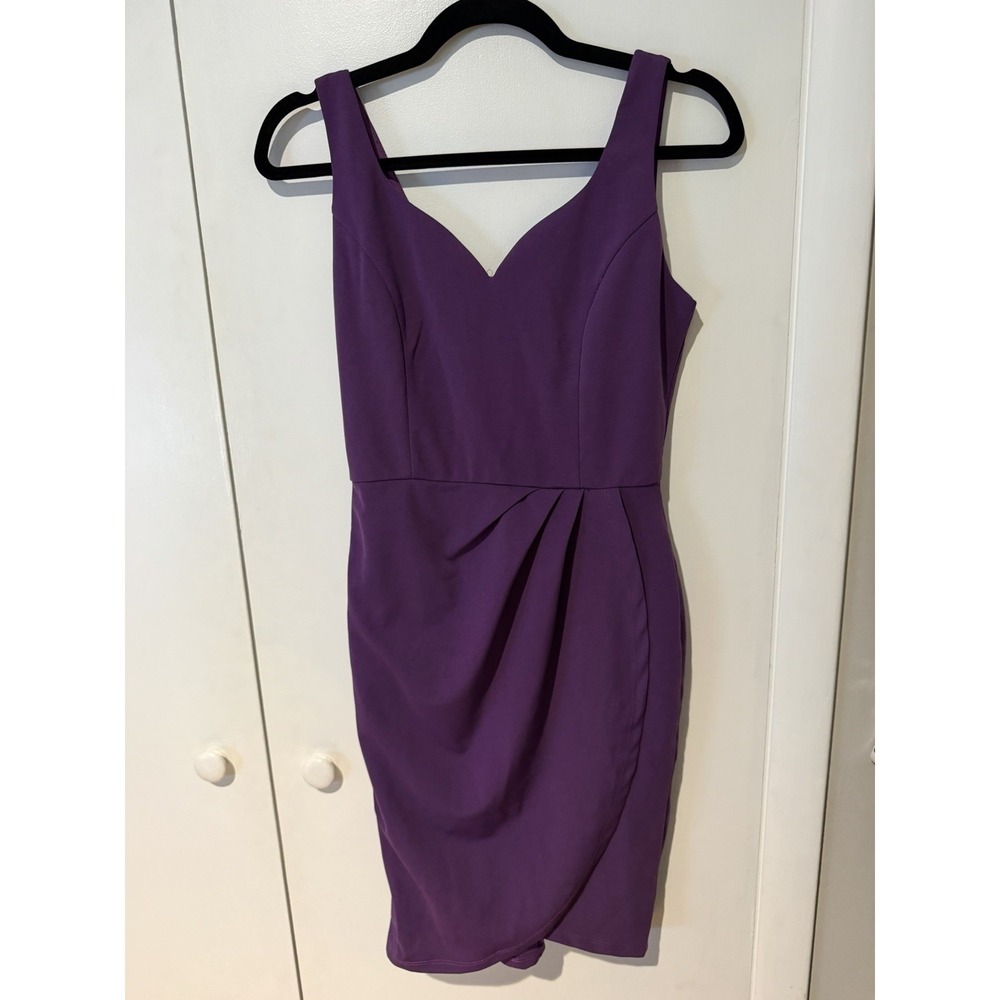 MISSUFE Purple Sleeveless Bodycon Knee Length Dress Women's Size XS